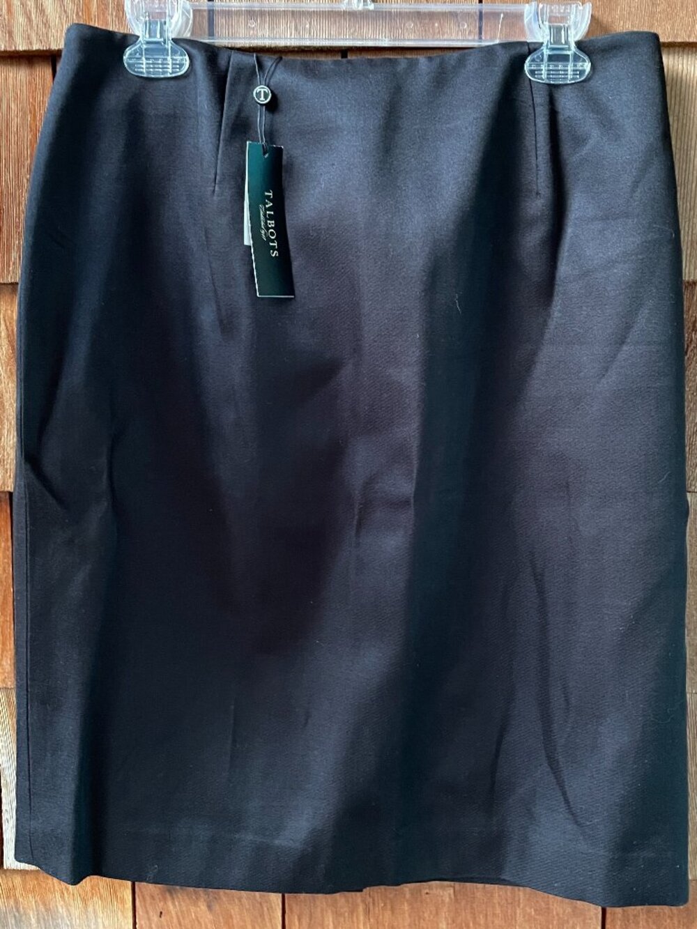 NWT Talbots Woman Bold Black Cotton/Silk Pencil Skirt in Women's 12W